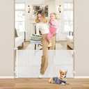 Reinforced 26 Inch Tall Retractable Baby Gates to Step Over 55" Wide Small Outdoor Retractable Child Gates for Doorways Short Retractable Dog Gates for Baby Indoor Retractable Stairs Gate for Kids