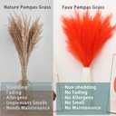 38" 10 Stems Orange Pampas Grass Decor - Tall Faux Pampas Grass for Floor Vase Fluffy Artificial Pampas Grass for Boho Home Wedding Mothers Day Decoration