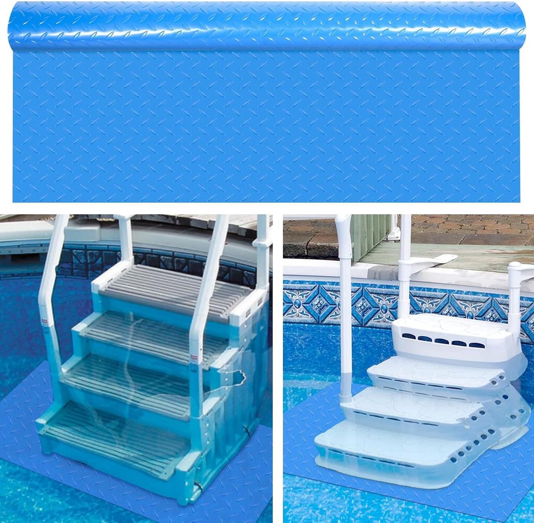 45x60 inches Swimming Pool Ladder Mat Protective Swimming Pool Step Pad for Above Ground Swimming Pool Ladder Pad Vinyl Non-Slip Pool Liner