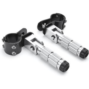 M8 Motorcycle Foot Pegs 90 Foldable Footrests Fit 1.22-1.29in for Motorbike Brackets, Dirt Bike Bicycle Electric Bike Ebike Go Kart, CNC Aluminum Anti-Skid Passenger Footpeg Supports Silver