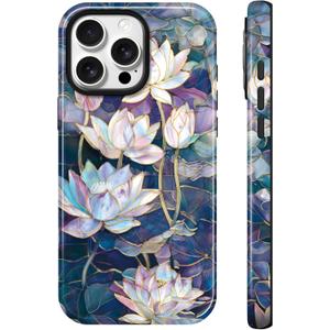 Lumen for iPhone 15 Pro Max Case, Compatible with Magsafe, Lotus Glass Lily