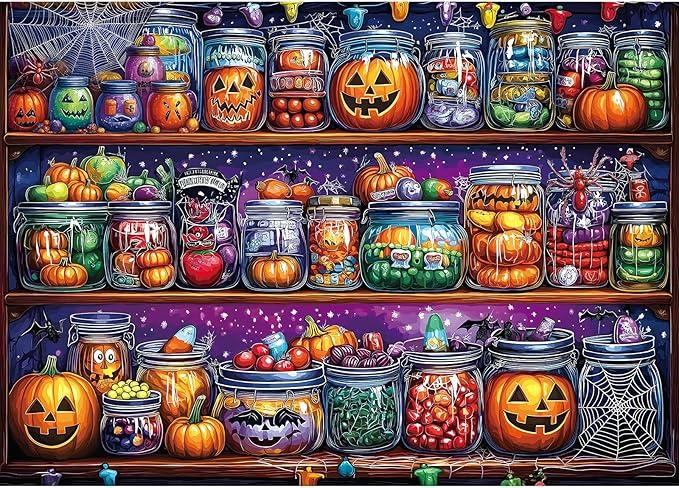 1000 Piece Puzzles for Adults Clearance, Spider Candy Jar for Adults, Decor Challenge Art Jigsaw Puzzles Birthday Party Games Family, 27.5" X 19.7" Dust Free Puzzle