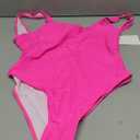 MIAIULIA Women's Retro 80s/90s Inspired High Cut Low Back Padding One Piece Swimwear Bathing Suits (Medium, Hot Pink With Padding)