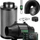 VIVOSUN Smart Air Filtration PRO T4 Kit 4", AeroZesh T4 Inline Duct Fan w/GrowHub E42A Temp. Humidity WiFi-Controller, Carbon Filter & Ducting, Cooling & Ventilation System for Grow Tent, Hydroponics (Black)