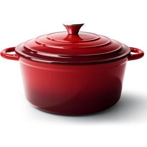 4.5 Quart Dutch Oven Pot with Lid, Non Stick Enameled Cast Iron Dutch Oven for Bread Baking,Heavy-Duty, Oven Safe Ceramic Cookware Up to 500F for Baking, Braising, Stews, Roasting, Red