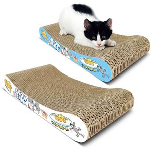 TTCAT Cat Scratching Pad, 2 Pack Corrugated Cat Scratcher Cardboard, Bone Type Durable Cat Scratching Board Reversible with Catnip for Furniture Protection