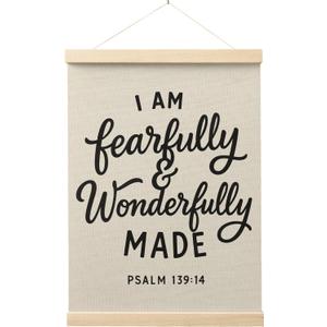 Evcprz Christian Nursery Wall Art Poster Hanger Frame, Church Nursery Decor, Fearfully and Wonderfully Made Bible Verse Hanging Canvas Prints Wall Art Decor, 12x16 Inch
