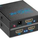 8K HDMI Splitter 1 in 2 Out 4K 120Hz- HDCP 2.3, VRR, HDR, Dolby/DTS5.1-1x2 HDMI 2.1 Splitter Mirror Display for PS3/4/5, Apple TV, Xbox, Fire TV Stick/Cube, Roku Stick, etc