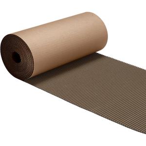 Geyoga 12 x 197 Inch Brown Single Face Corrugated Cardboard Roll B Flute Shipping Corrugated Paper Roll Wrap for Packing, Storage, DIY Craft, Back to School Essentials