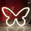 JYWJ Butterfly Neon Sign, USB or 3-AA Battery Powered Neon Light, LED Table Decoration, Bedroom Wall Decoration, Birthday Gift, Wedding Supplies Business Gift(Warm)