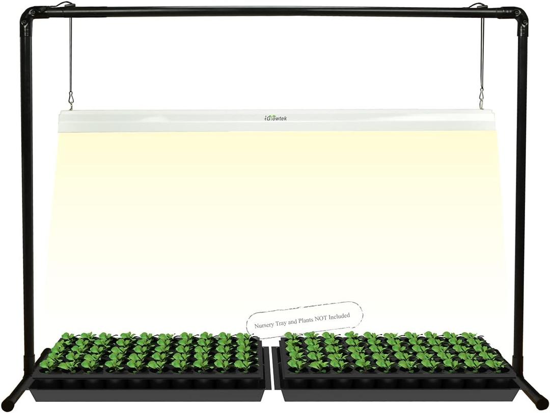 4 feet 40W LED Grow Light Stand Rack for Seedling,Growing Light for Indoor Plant,Natural White Light Full Spectrum LED Grow Light,Height Ajustable, Iron Pipe Frame, with ON/Off Switch