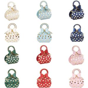 FASHEWELRY 30 Sets Polka Dot Favor Candy Box with Handle Mini Handbag Shape Wedding Party Gift Packing Box with Purse Handbag Feet Mixed Color Unfolded Bags Paper for Baby Shower Birthday