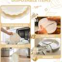 LIYH 24 Pcs Plastic Plates Reusable,Unbreakable Dinner Plates, Scalloped Plastic Plates, Dishwasher Safe,Ivory Plate Sets Perfect for Parties, Birthday, Picnics, BPA Free(12Guests)