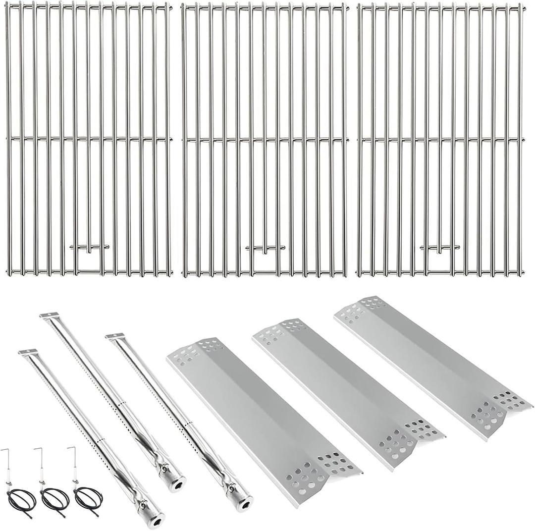 Replacement Kit for Kitchen Aid 720-0787D 730-0787D 720-0953 730-0953 720-0953L, 7MM Solid Stainless Steel Cooking Grates, Burner and Heat Plates Replacement Parts for Kitchen Aid Gas Grill