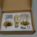 CLCTK Crystal Glass Door Knobs Interior with Lock, Privacy Bathroom Bedroom Door Knobs Gold Door Knob, Satin Brass