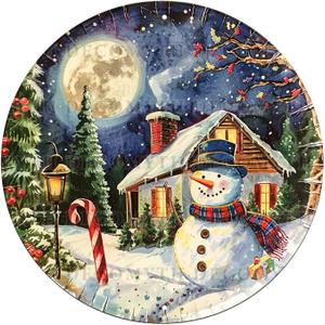 Christmas Snowman Tree Tin Sign Vintage Winter Wall Art Festive Home Decor for Farmhouse Bedroom Bar Kitchen 12 * 12inch