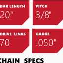 KAKEI 20 Inch Chainsaw Chain 3/8" Pitch .050" Gauge 70 Drive Links- 72LPX70CQ Fits Echo CS-590 TIMBER WOLF/CS-4400, Poulan, McCulloch and More (3 Chains) - Full Chisel