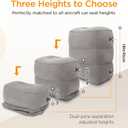 Inflatable Travel Foot Rest Pillow(2-Pack), HOMCA Adjustable Height Leg Pillow Fast Inflating Airplane Bed for Toddlers Footrest Pillow for Office, Airplane, Train, Cars, Home (Grey)