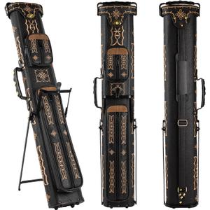 Pool Cue Case 2x4,Billiard Cue Case with Stand,Hard Pool Stick Case,Billiards Accessories Storage Holds 2 Cue Butt and 4 Cue Shafts, 33" x 6.5" x 4.5"