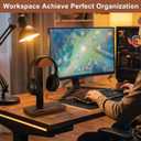3 x Headphone Stand Wood, Walnut Headset Stand for Desk, Heavy Duty Universal Headset Stand with Storage Base for Gaming and Music Headset