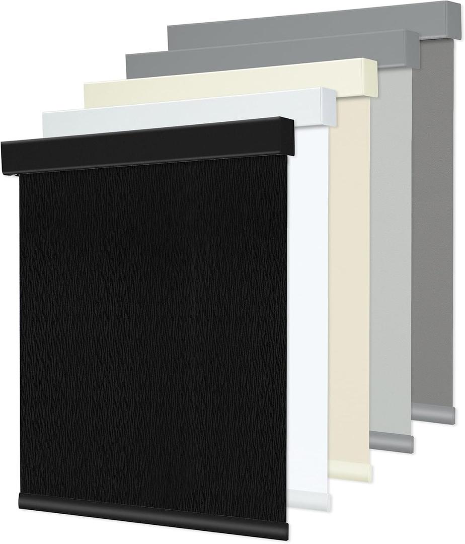 Allesin Zen Blackout Roller Shades for Windows (Black,20" W x 72" H),Cordless,Free-Stop,UV Protection,Block All Lights,Thermal Insulated Jacquard Fabric Shades for Home,Office,Bedroom,Door