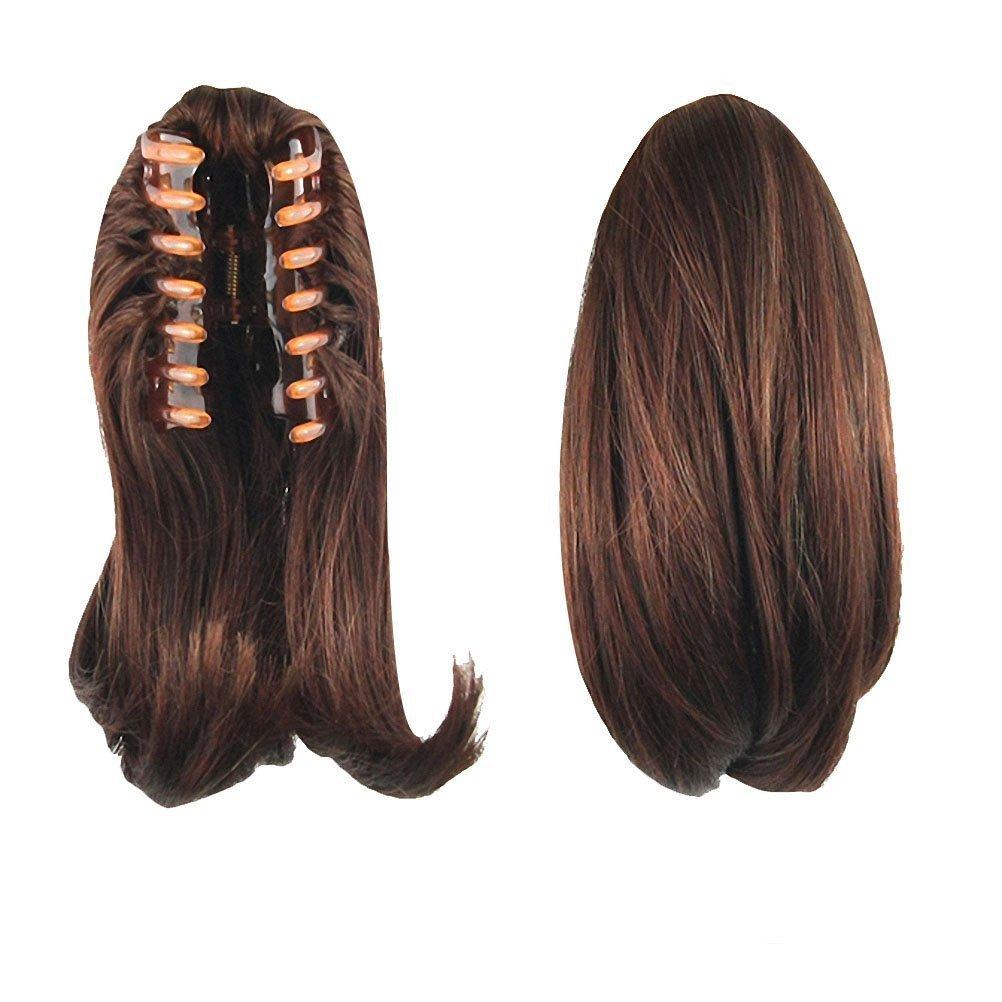 Women's Short Straight Claw Clip On In Ponytail Pony Tail Hair Extension Synthetic Wig Hair Piece Hairpiece for Girl Lady Women