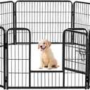 Sweetcrispy Dog Playpen Indoor - Pet Fence Puppy Exercise Pen for Yard Gate 8 Panel 24 Height Heavy Duty Crates with Doors Metal Dog Pen for Camping, RV, Outdoor, Small/Medium Pets (08 Panels 24 Inch)