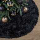 Faux Fur Christmas Tree Skirt,Large Luxury Tree Skirt with Snowflake Sequin, Christmas Decorations Holiday Thick Plush Tree Xmas Ornaments (Black, 36 Inch)