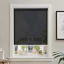 AOSKY Cordless Roller Shades for Windows Light Filtering Shades with 5% Openness Solar Screen Semi Sheer Roller Blinds UV Protection for Office and Home. Easy to Install 49" W x 72" H (Black)