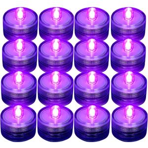 SHYMERY Submersible LED Light,Purple Waterproof Flameless Candle Tea Lights,Underwater Battery Operated Seasonal Festival Celebration Light for Table,Wedding Centerpieces, Party,Pack of 12