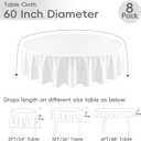 8 Pack White Round Tablecloth 60 Inch White Table Cloth for Round Tables, Reusable and Washable Polyester Tablecloth Stain Wrinkle Resistant Decorative Table Cover for Wedding Party Dining Banquet