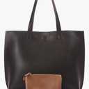 Reversible Tote Bag - Vegan Leather Womens Shoulder Tote with Wristlet