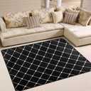 Washable Area Rug 4'x 5',Black White Checkered Plaid Floor Carpet Indoor Mat Non Slip Large Area Rugs for Living Room Bedroom Dining Room (A067)