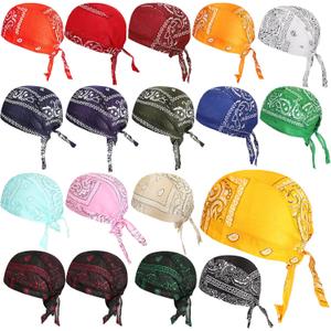 Xaatren 18 Pieces Do Rag Skull Cap Paisley Pattern Bandanna Biker Head Wraps Quick-Drying Hats, Sweat Wicking Beanie for Men and Women, Multicolor, 4XL
