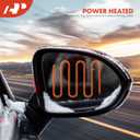 A-Premium Passenger Side Power Door Mirror - Compatible with Dodge Durango 2011-2022 - Heated Manual Folding Chrome Outside Rear View Mirror w/Turn Signal Blind Spot Detection
