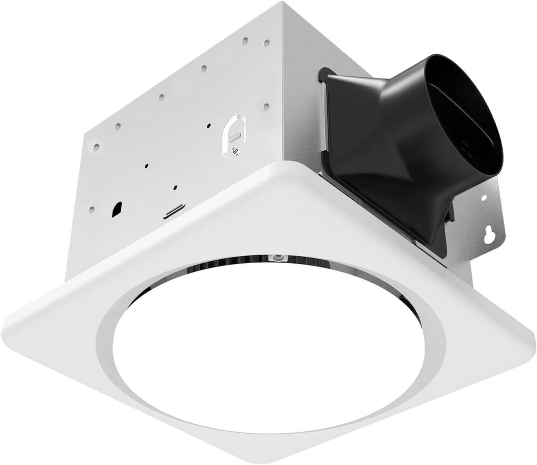 Bathroom Exhaust Fan with Light: 120 CFM High Airflow Quiet 1.2 Sones 3CCT, 12 in with lightx1