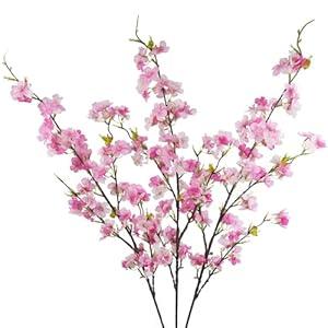CISDUEO 3 Pcs Artificial Cherry Blossom Flower Pink Silk Peach Flowers Bulk Plum Blossom Flowers with Leaves Cherry Blossom Branches Vase Arrangements for Spring Wedding Indoor Outdoor DIY Party Decor