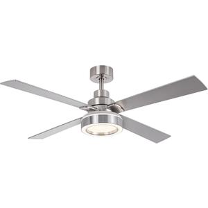 52 Inch Indoor Ceiling Fans with Lights and Remote Control, 6 Speeds Slient Reversible DC Motor, 3 Color Dimmable LED Light, 4 Blades, Timer, Brushed Nickel