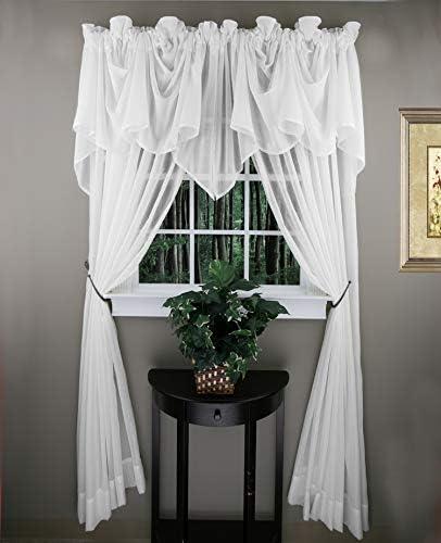 Stylemaster Splendor Batiste, 100" W X 29" L, Sheer Festoon Valance White