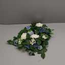 PONATIA 5FT Handcrafted Artificial Rose Flower Garland, Dusty Blue Flowers Greenery Garland for Wedding Ceremony Garlands Backdrop Arch Flowers, Ceremony Reception Table Decorations