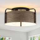 Flush Mount Ceiling Light, 4-Light Farmhouse Ceiling Light Fixture Metal Wood Grain Finish Close to Ceiling Lights for Living Room Kitchen Island Dining Room, E26 Base(Not Included Blub)