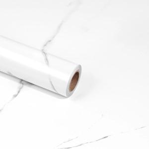 White Glossy Marble Contact Paper 23.6"X472.4" Peel and Stick Wallpaper