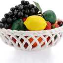 OwnMy Ceramic Fruit Bowl for Kitchen Counter, Decorative Round Ceramic Fruit Basket for Fridge and Home Decors, Large White Fruit Bowl Holder for Kitchen Countertop (10 Inch)