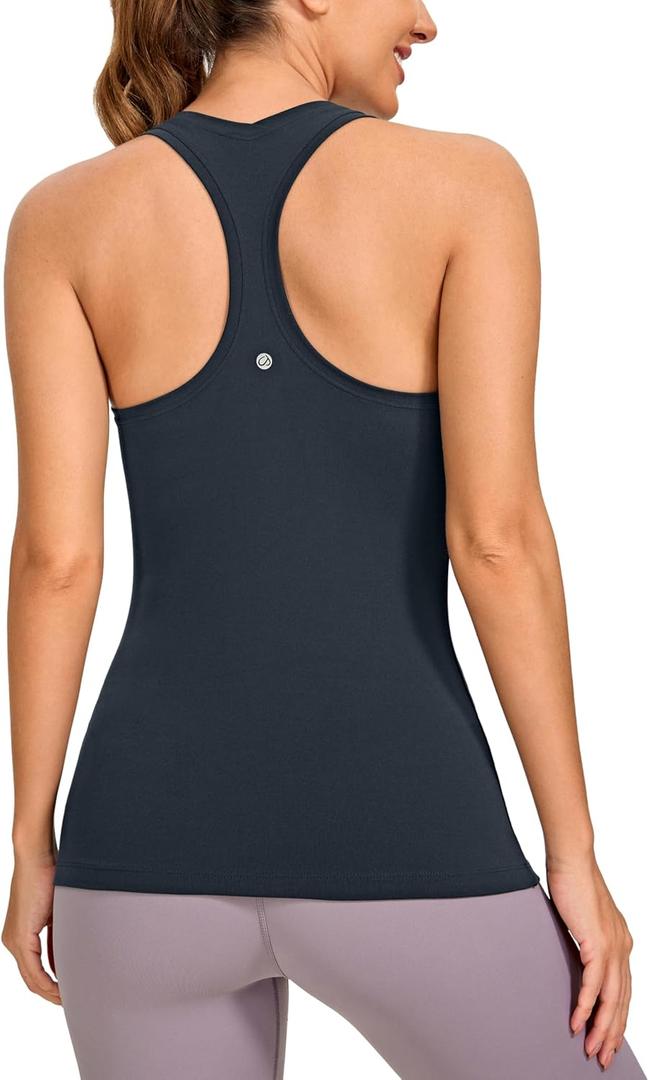 CRZ YOGA Women's Butterluxe Yoga Workout Tank Tops Racerback Sleeveless Camisole Athletic Gym Shirts (True Navy) S