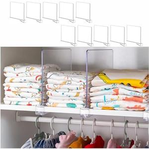 Yieach 10 Pack Clear Acrylic Shelf Divider for Closet Organization - 9.2″ Tall Closet Dividers for Wood Shelves,Cupboard,Vertical Shelf Separators in Closet for T-Shirt,Purse,Handbag,Sweater Organizer