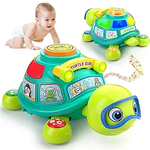 ToddlerCley Baby Toys 612 Months, Musical Turtle Baby Crawling Toys 7 8 9 10 Months, Light up Infants Tummy Toy, Bilingual Educational Turtle, Gifts Present for Christmas Baby 4 5 6 12 Month