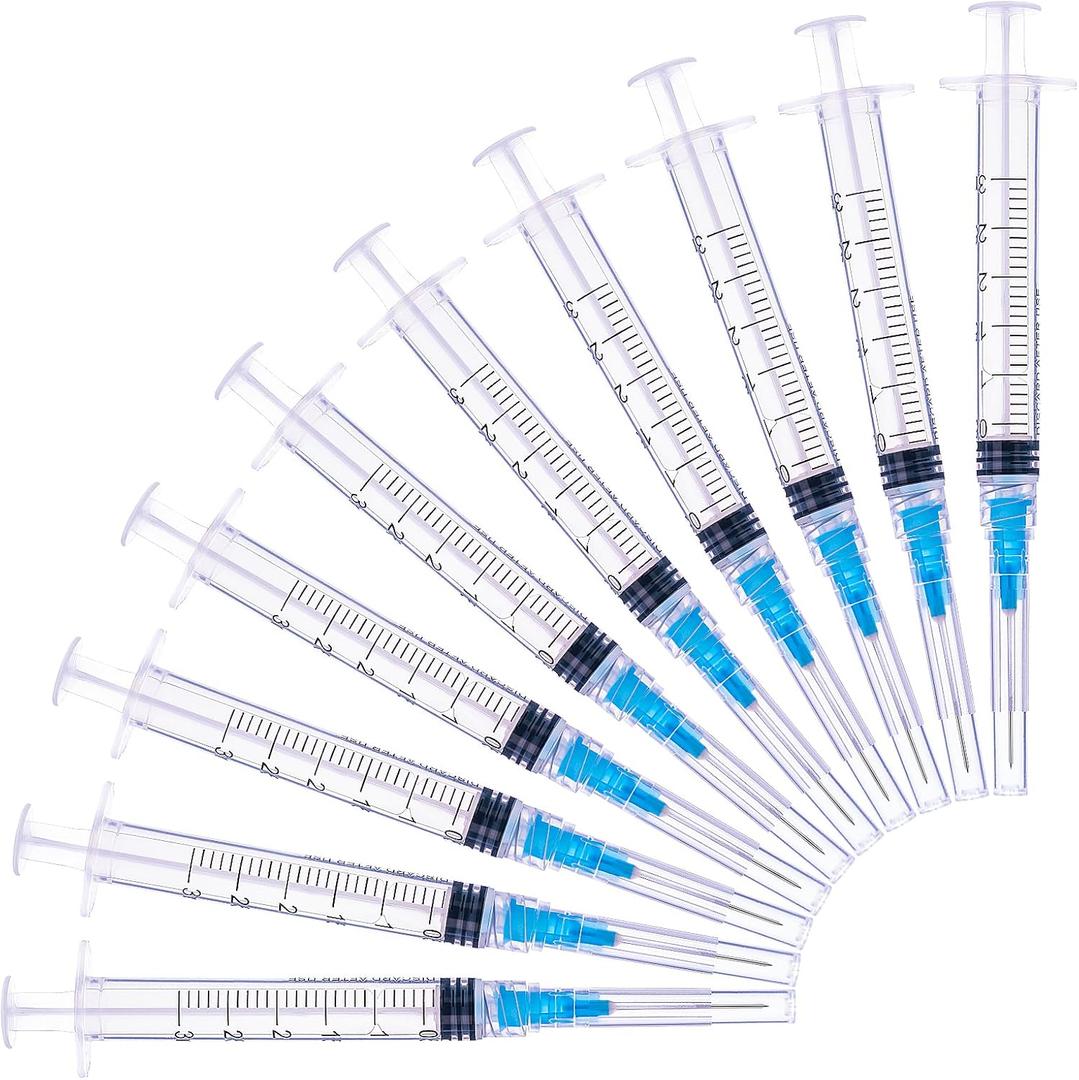 3ml/cc Syringe with 23 Gauge 1 Inch Lab Disposable Luer Lock Syringe, Pack of 20