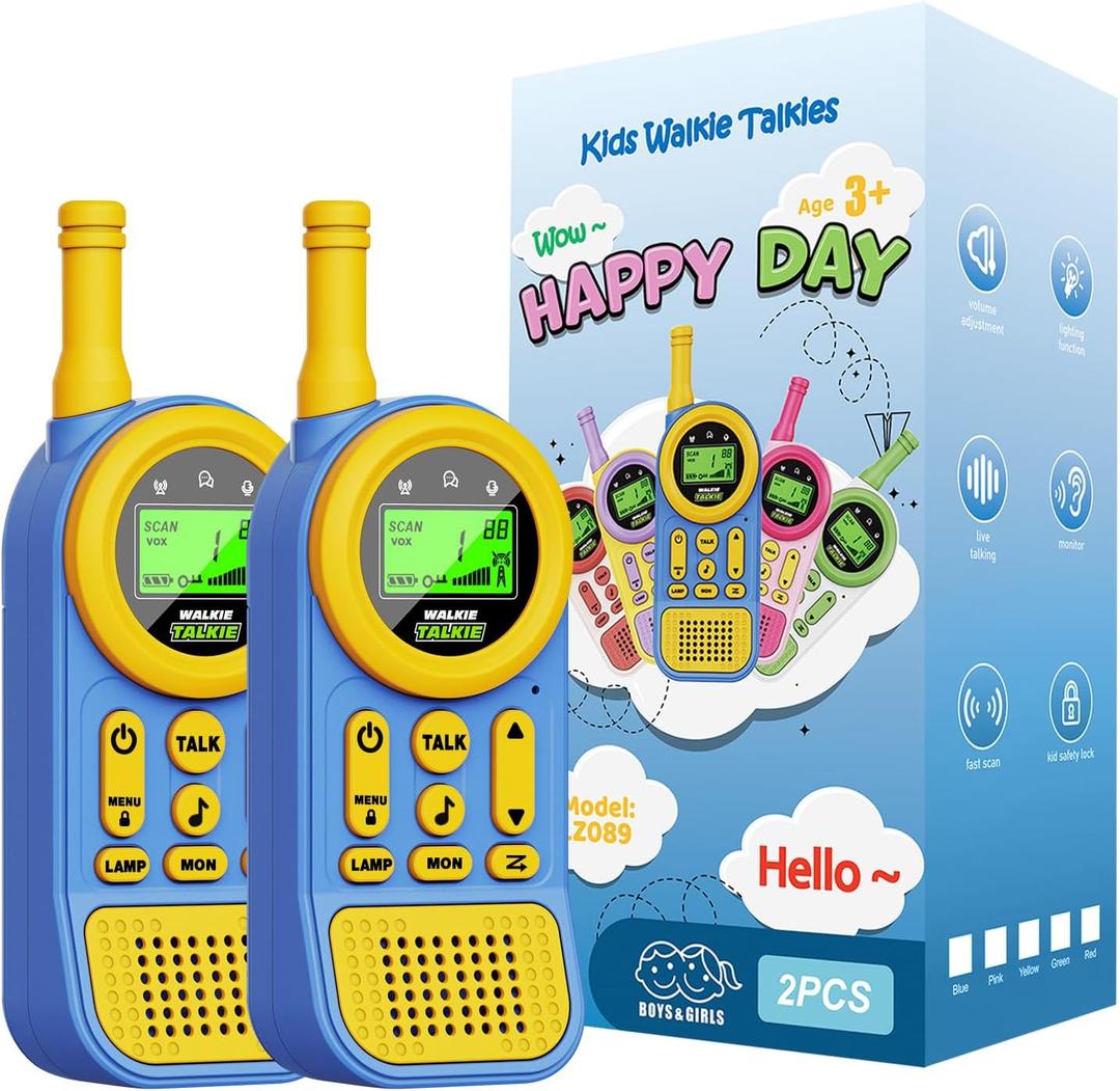 Ptnerbeh Walkie Talkies for Kids Toys: Toys for 3-12 Year Old Boys Girls - 22 Channels 2 Way Radio Toy with Backlit LCD Flashlight - 3 Miles Range for Outside/Camping/Hiking (2-Pack) (blue)