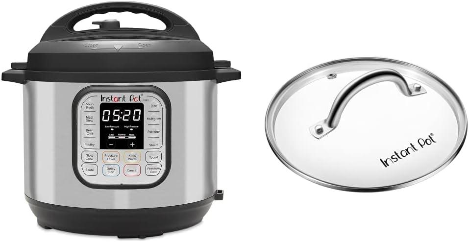 Instant Pot IP-DUO60 7-in-1 Multi-Functional Pressure Cooker, 6Qt/1000W with Instant Pot Tempered Glass Lid