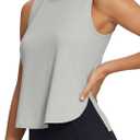 BALEAF Workout Tank Tops for Women Sleeveless Athletic Tops Flowy Tencel Soft Loose Fit Hip Length Running Shirts Gym Quick Dry Grey M